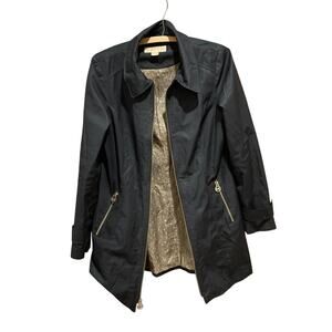 Women's Michael Kors Designer Black Basic Mid Length Full-Zip Jacket Coat -Small